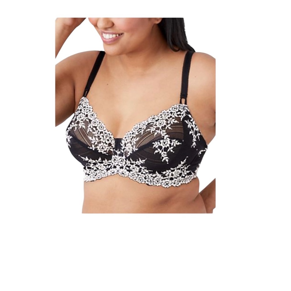 Wacoal Embrace Lace Black Lace Underwire Bra Sz 38C